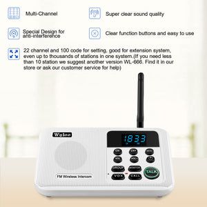 Wuloo Wireless Intercoms System for Home Office WL888 ( 2 packs, White )