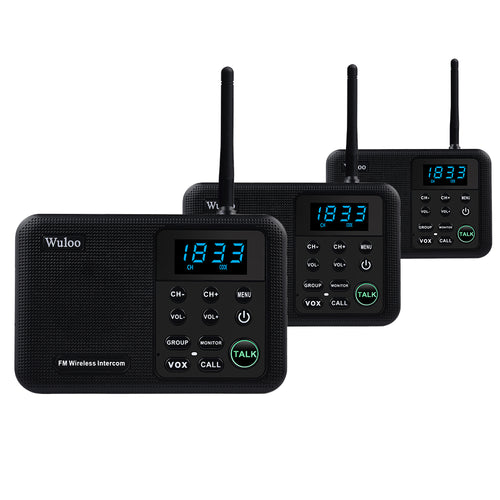 Wuloo Wireless Intercoms System for Home Office WL888 ( 3 packs, Black )