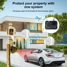 Load image into Gallery viewer, Wuloo Home Security System Expandable - 6-Piece Kit Include Doorbell, Door Alarm, and Solar Driveway Alarm