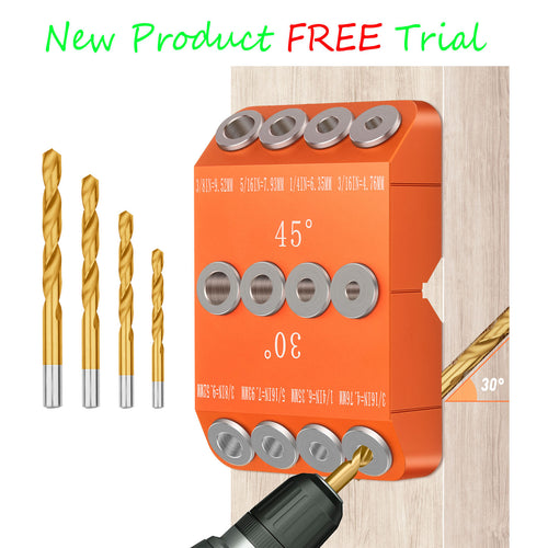 Neitra 30° 45° 90° Angled Drill Guide Jig with 4 Bits for Cable Railing Lag Screw Kit