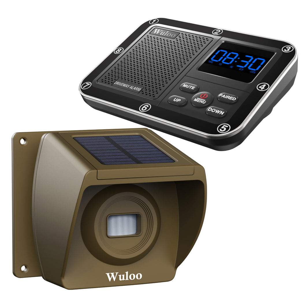 Wuloo Solar Wireless Driveway Alarm (1&1, Brown)