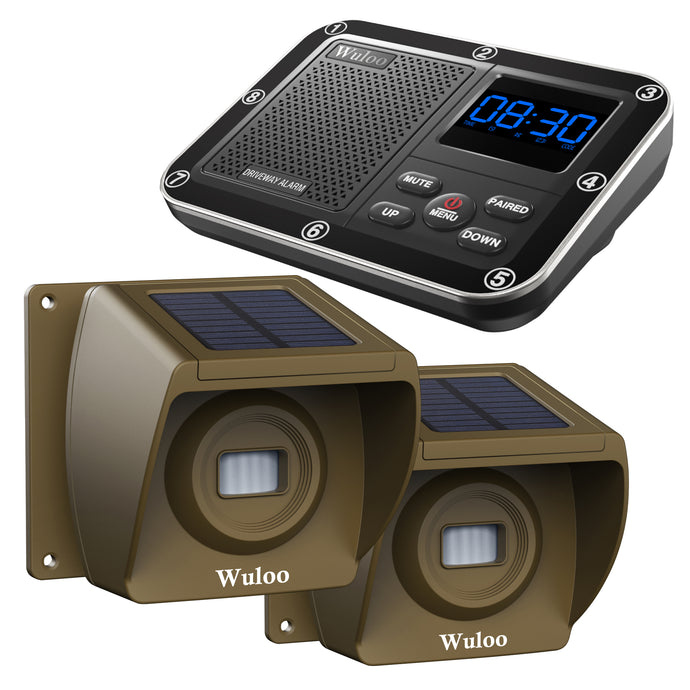 Wuloo Solar Wireless Driveway Alarm (1&2, Brown)