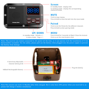 Wuloo Solar Wireless Driveway Alarm (1&1, Brown)