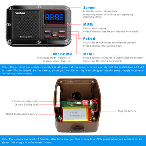Wuloo Solar Wireless Driveway Alarm (1&4, Brown)