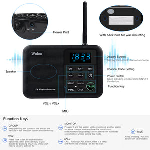 Wuloo Wireless Intercoms System for Home Office WL888 ( 1 pack, Black )