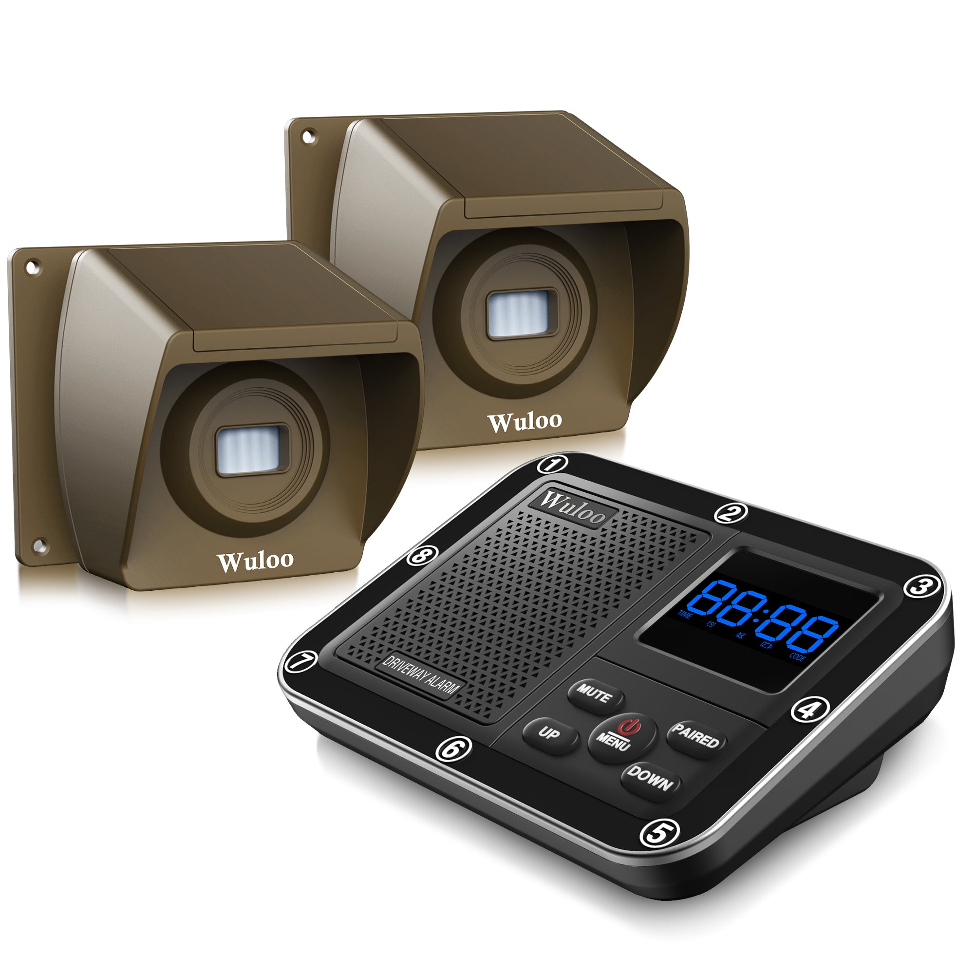 Wuloo Wireless Driveway Alarm 1 2 Brown WulooOfficial