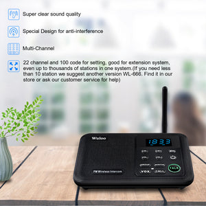 Wuloo Wireless Intercoms System for Home Office WL888 ( 1 pack, Black )