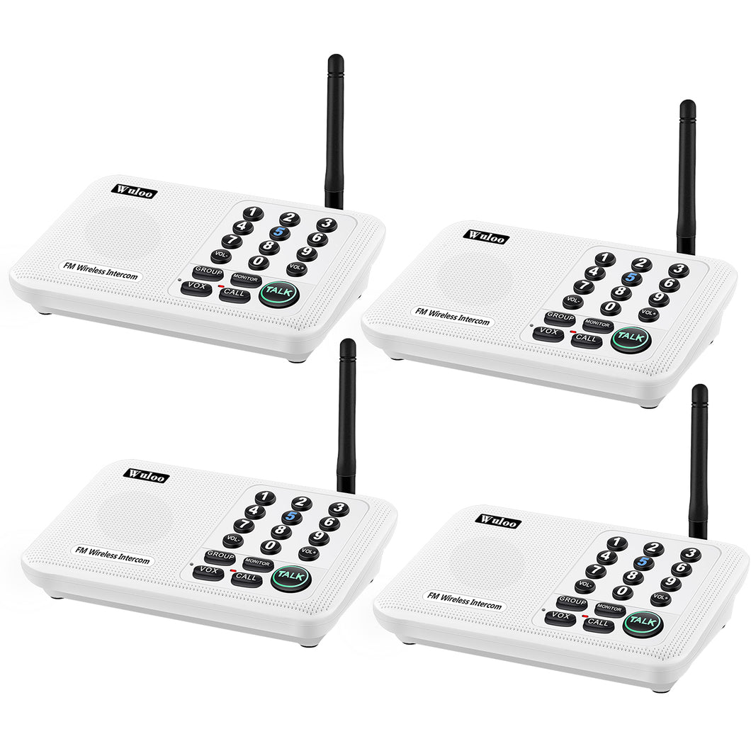 Wuloo Wireless Intercoms System for Home Office WL666 ( 4 packs, White )