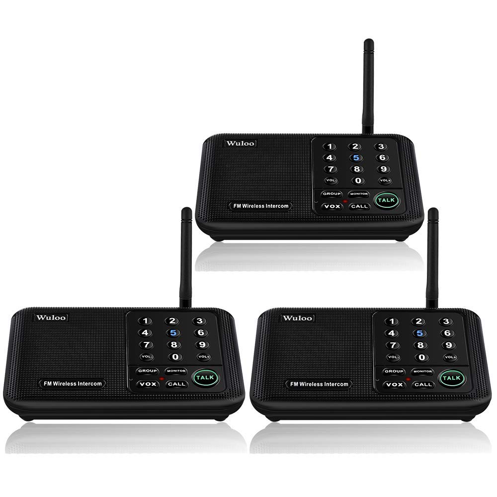 Wuloo Wireless Intercoms System for Home Office WL666 ( 3 packs, Black )