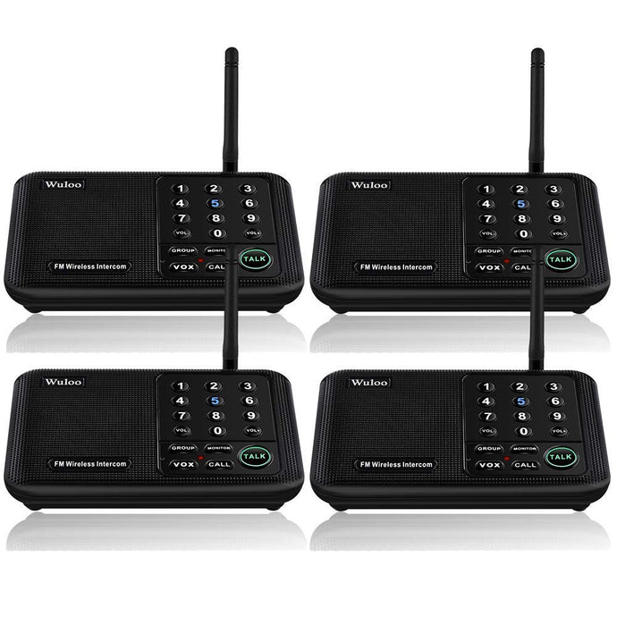 Wuloo Wireless Intercoms System for Home Office WL666 ( 4 packs, Black )